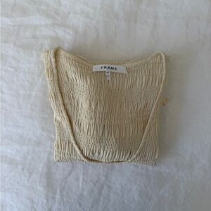 FRAME Denim Cream Smocked Tank Top